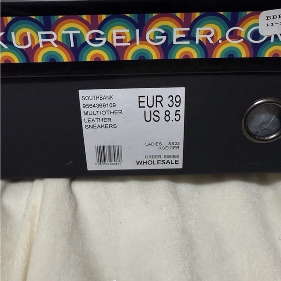 NIB 🌺 Kurt Geiger London Southbank Metallic Leather Platform Sneakers Sz 8.5 - Picture 12 of 12